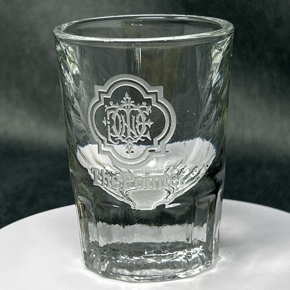 Libbey The Pointe Etched Shot Glass Heavy Base Fluted Bottom Barware 2"